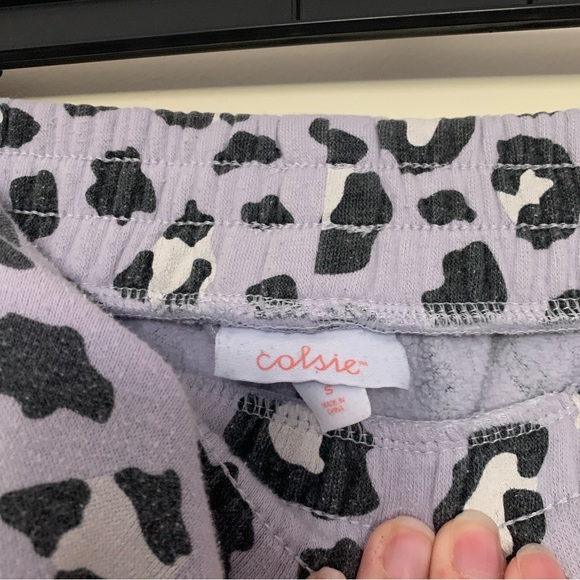 Women’s M/S COLSIE Lavender Purple Leopard Print Lounge Sweatpants Set - Picture 6 of 8
